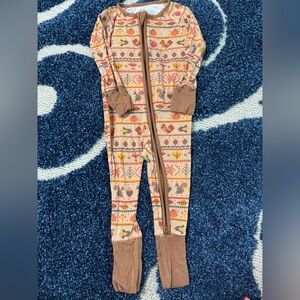 Little Sleepies Harvest Patterned Zip Footed One-Piece